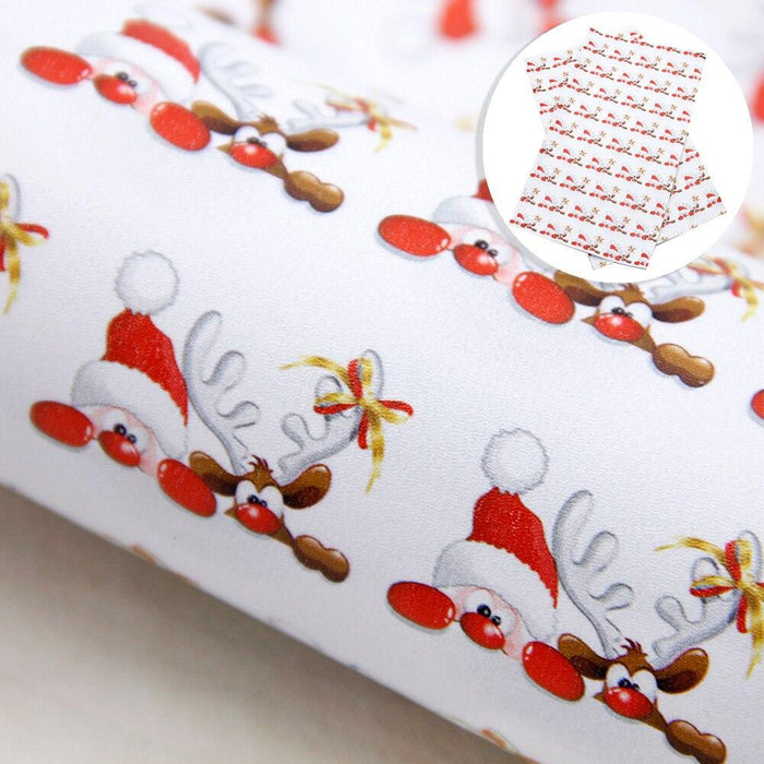 Dino Print Christmas Faux Leather Sheets for Creative Crafting