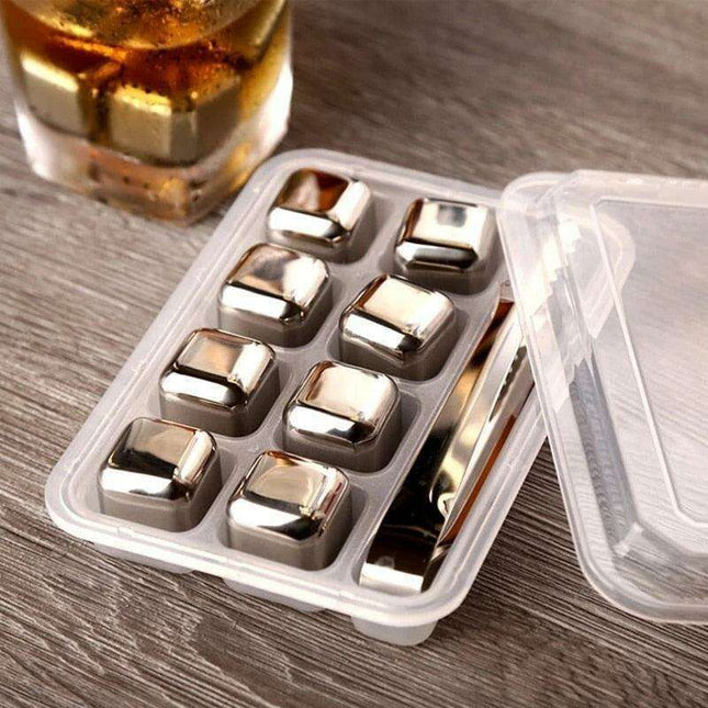 Luxury Golden Dice-Shaped Stainless Steel Chilling Stones for Beverages and Whiskey