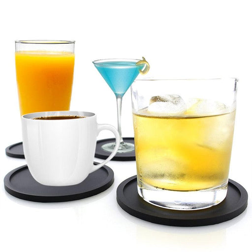 Drink Coaster Table Placemats Creative Coffee Mug Cup Coasters Non-slip Silicone Drinking Coaster Set For Home Office Tableware-0-Très Elite-China-1PC black-new|round-Très Elite