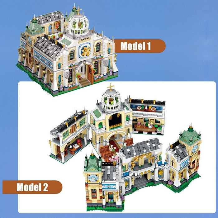 Enchanted Love Castle Building Blocks Kit with Romantic Street View Figures for Girls - Valentine's Day Edition