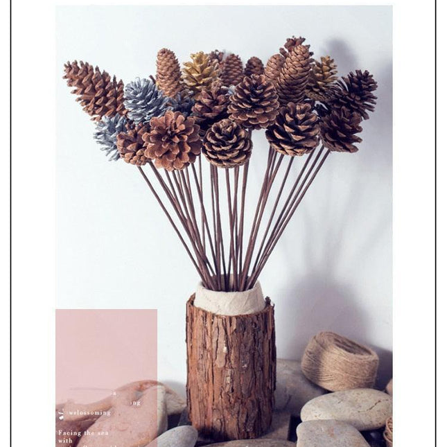 Dried Pine Cone and Floral Arrangement for Chic Nordic Home Styling - Seasonal Festive Decor