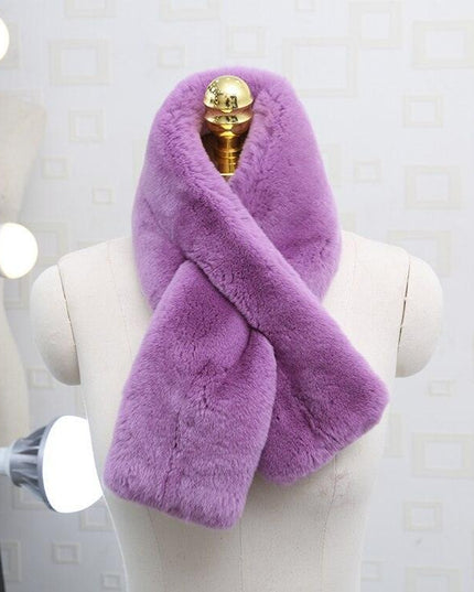 Exquisite Rex Rabbit Fur and Leather Korean Winter Wrap