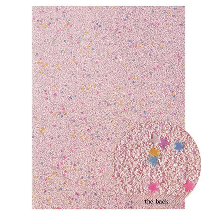 Sparkling Pink Holographic Heart Glitter Fabric - Premium Crafting Delight