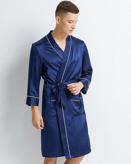 Silken Serenity Kimono Nightgown: Luxe Sleepwear for the Modern Groom