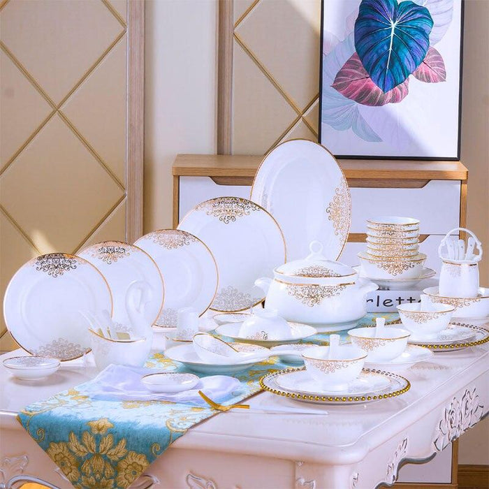 Elegant 60-Piece Porcelain Asian Dining Set - Ideal for Special Occasions