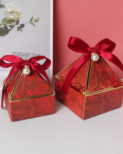 Chic Gemstone Gift Box Set with Decorative Ribbon and Pearl Accents - Ideal for Celebrations