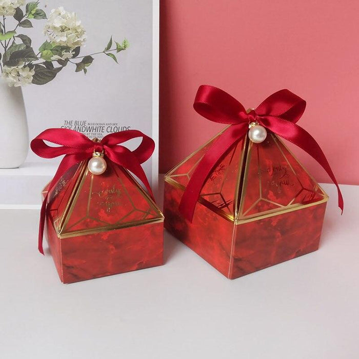 Exquisite Towering Gem Candy Box Set with Ribbon and Pearl Embellishments