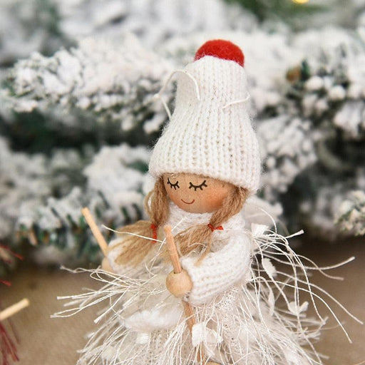 Skiing Angel Doll Ornaments - Handcrafted Christmas Ski Dolls for Holiday Cheer
