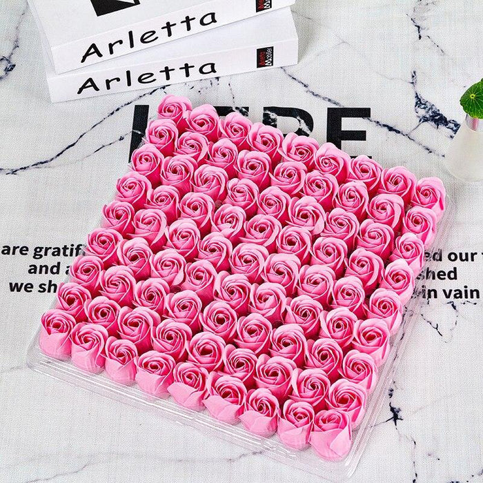 81-Piece Soap Rose Tray with Paper Gift Box - Valentine's Day Edition
