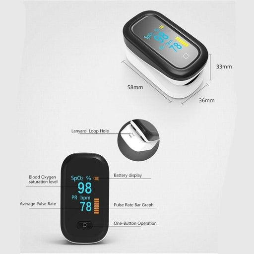 Portable Finger Pulse Oximeter with Dual-Color OLED Display