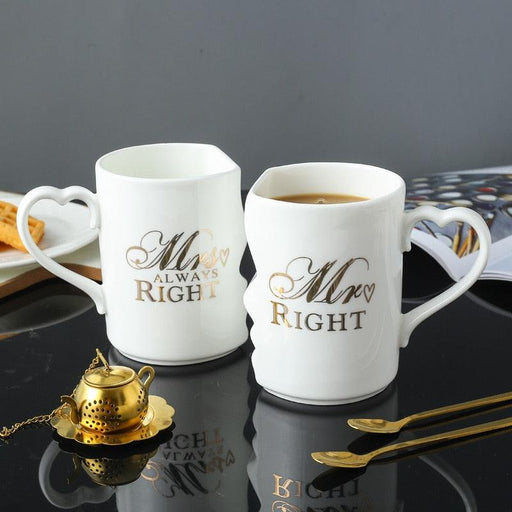 Charming Couple's Ceramic Mug Set - Ideal for Special Celebrations