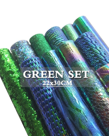 Lustrous Green Glitter Snake Skin Faux Leather Bow Crafting Kit