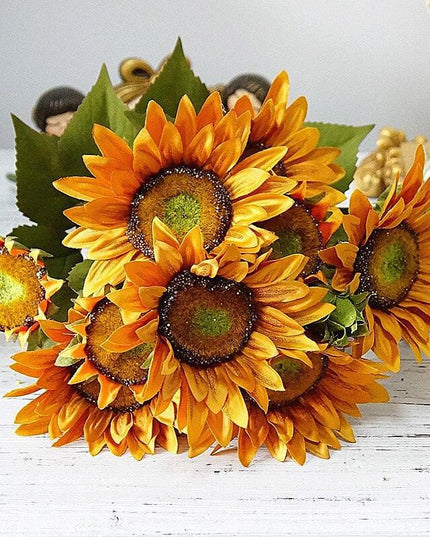 Charming European Silk Sunflower Bouquet - A Timeless Accent for Your Home