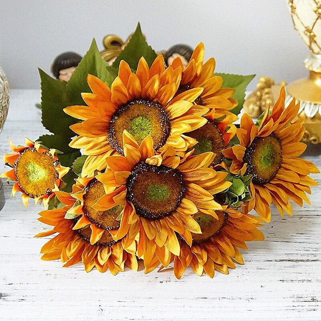Charming European Silk Sunflower Bouquet - A Timeless Accent for Your Home