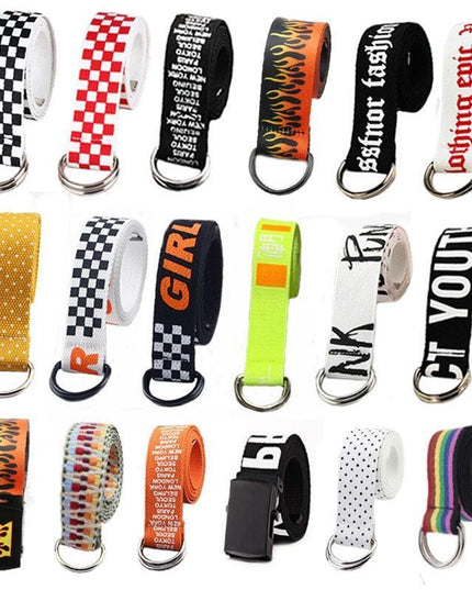 Trendy Unisex Harajuku Letter Printed Canvas Belt - Essential Accessory for Style Aficionados