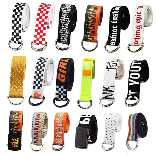 Trendy Unisex Harajuku Letter Printed Canvas Belt - Essential Accessory for Style Aficionados