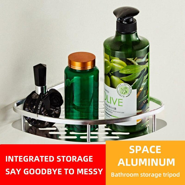 Elegant Space Aluminum Bathroom Organizer: Chic Wall-Mounted Storage Rack