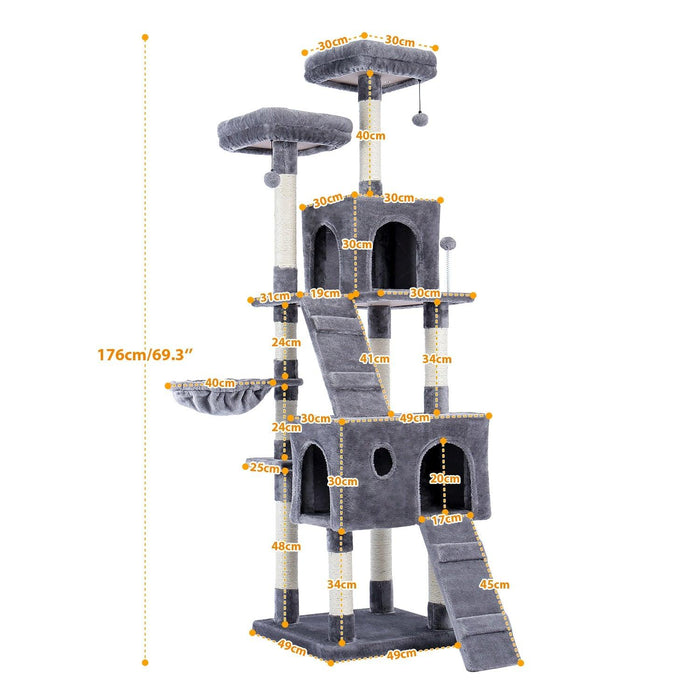 Deluxe Feline Retreat: Multi-Level Cat Tower with Plush Beds and Durable Scratching Posts