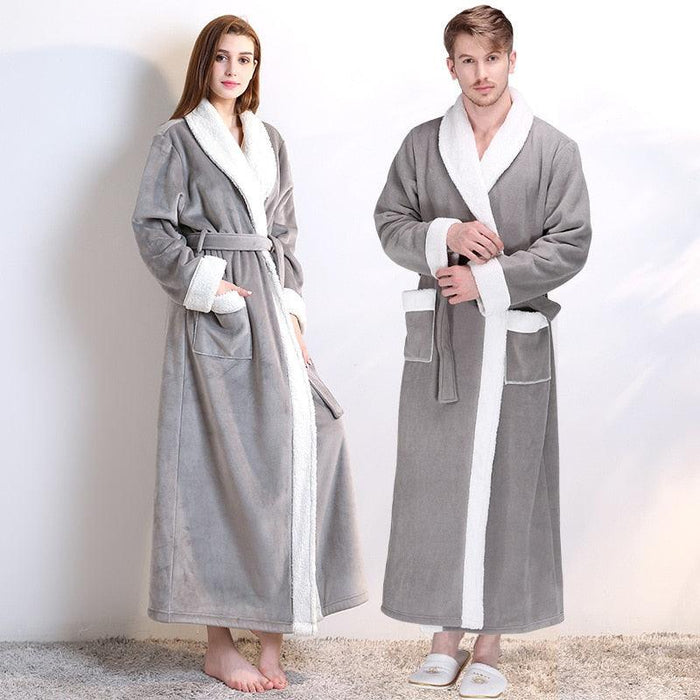 Cozy Flannel Kimono Robe for Unisex Sleepwear