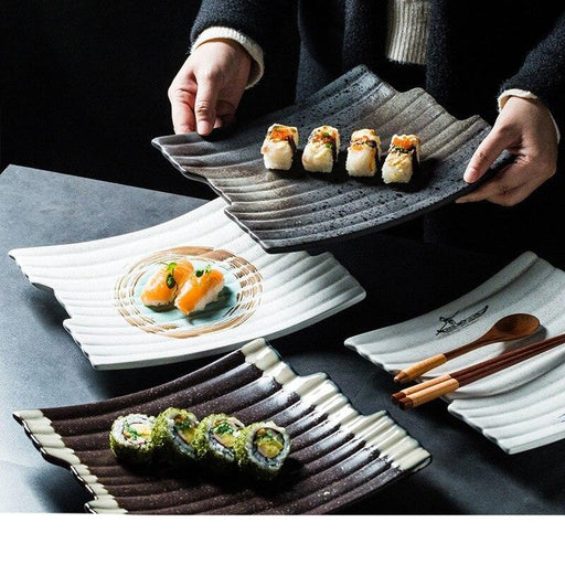 Elegant Japanese-Inspired Ceramic Plate for Serving Afternoon Tea and Desserts