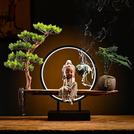 Serenity Buddha Backflow Incense Fountain - Peaceful Home Retreat Kit