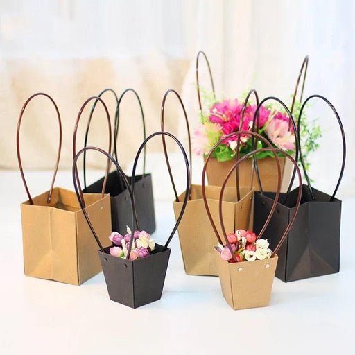 Sustainable Floral Kraft Paper Gift Bag - Stylish & Earth-Friendly