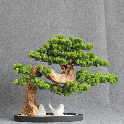 Elegant Nature-Inspired Bonsai Plant Set with Stylish Stone Base for Home Aesthetics