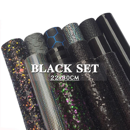 Sparkling Black Faux Leather Crafting Kit - Essential DIY Supplies
