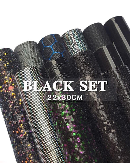 Sparkling Black Faux Leather Crafting Kit - Essential DIY Supplies