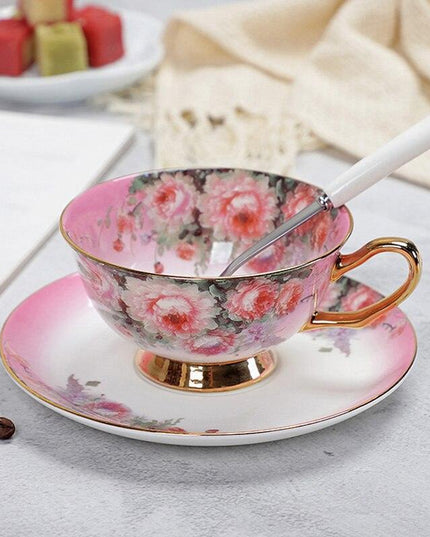 Charming YeFine Bone China Tea Cup & Saucer Set - Whimsical On-Glazed Design