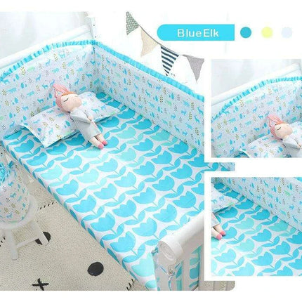 Breathable Cotton Baby Crib Bumper Pad Set - Protective 6-Piece Rail Guards