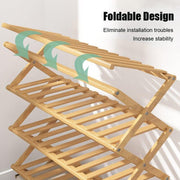 Elegant Bamboo Footwear Display and Storage Rack