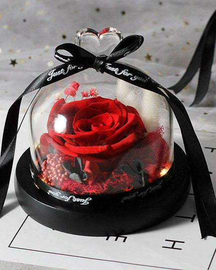 Timeless Romance: Preserved Rose in Glass Dome - A Cherished Token of Everlasting Love