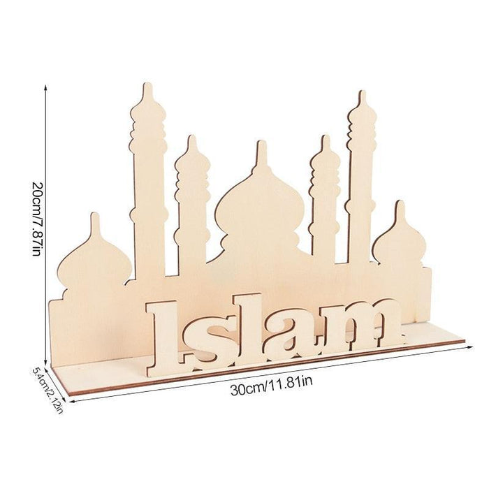 Luxurious Wooden Eid Mubarak Ornament: Elevate Your Festive Space