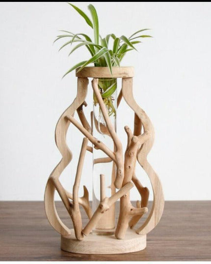 Artisan Crafted Wooden Vase with Unique Design