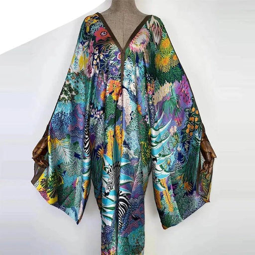 African Holiday Boho Batwing Silky Rayon Robe for Women | Autumn Collection