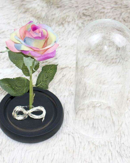 Timeless Elegance Red Pink Rose Glass Dome Display