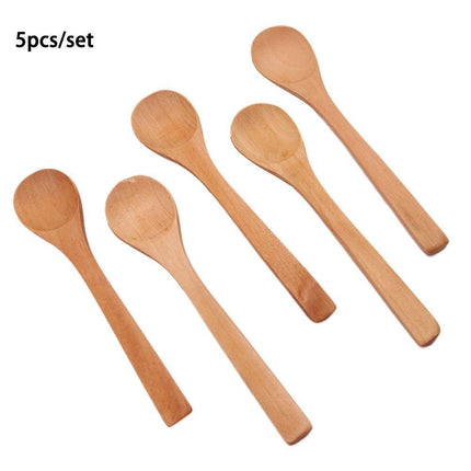 Elegant 5-Piece Japanese Wooden Spoon Set for Gourmet Dining
