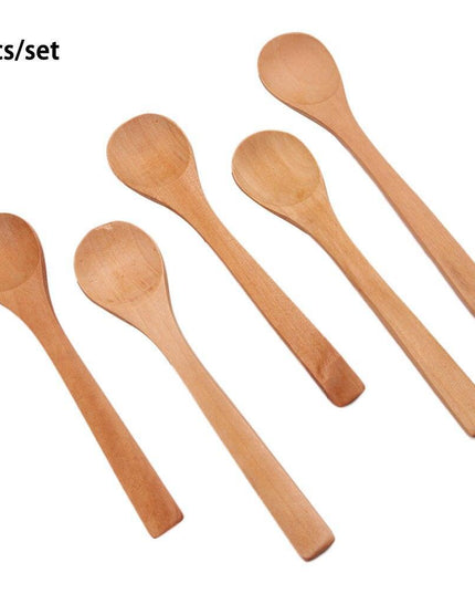 Elegant 5-Piece Japanese Wooden Spoon Set for Gourmet Dining