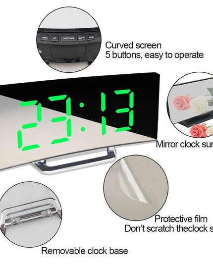 Sleek Modern LED Alarm Clock with Temperature Display and Custom Snooze Options