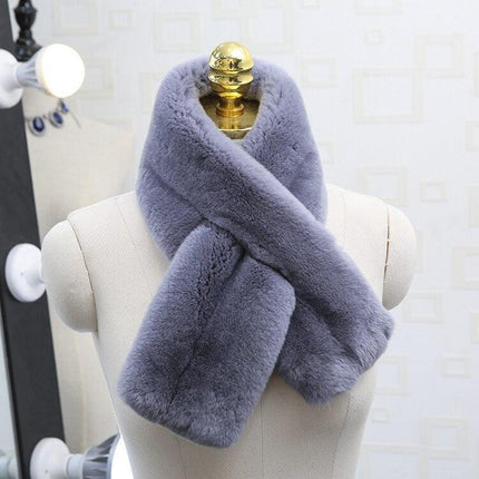 Exquisite Rex Rabbit Fur and Leather Korean Winter Wrap