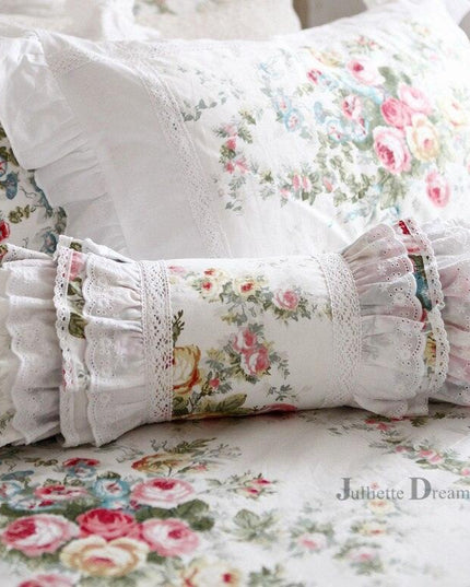 Embroidered Elegance White Lace Cushion - European-Inspired Luxurious Home Decor Accent