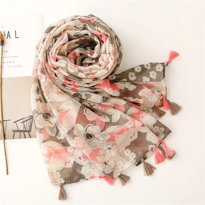 Luxurious Blue Porcelain Cashmere Blend Shawl - The Perfect Accessory for Any Occasion