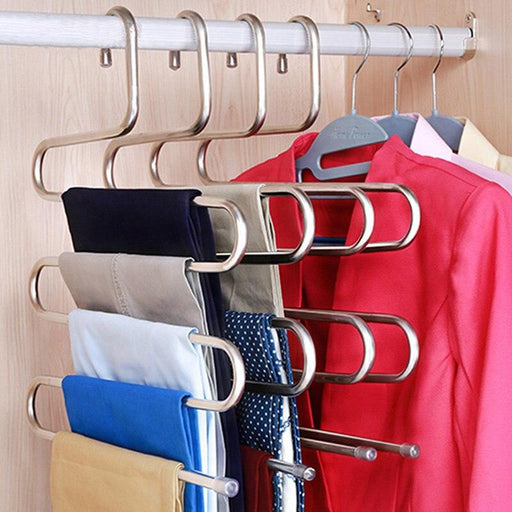 5-Tier Stainless Steel Pant Hanger Organizer for Closet Storage