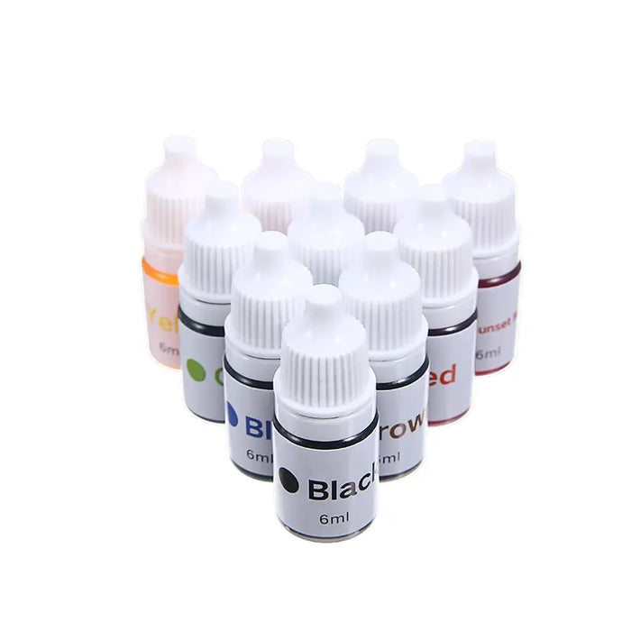 Vibrant 10-Piece Liquid Soap DYE Pigment Kit for Artisanal Soap and Bath Creations - 6ml/bottle