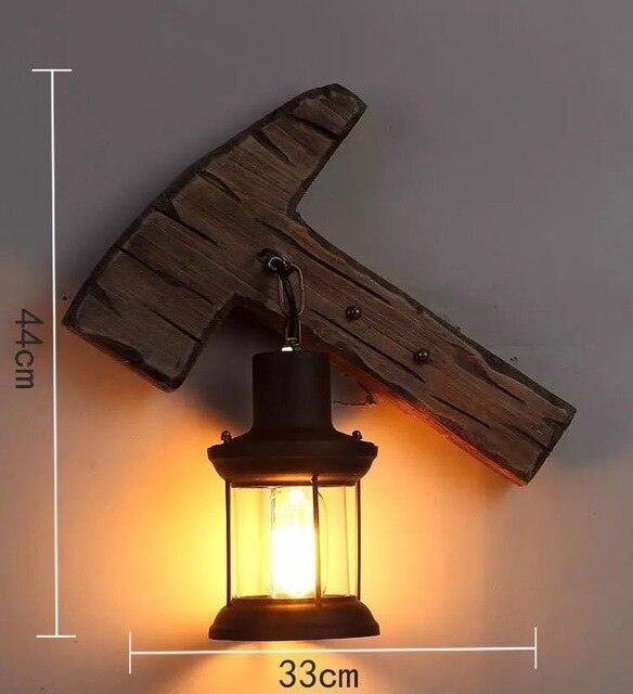 Retro Wooden Wall Lamp - Industrial Style LED Decor Lighting for Loft, Cafe, Bar, and Bedroom