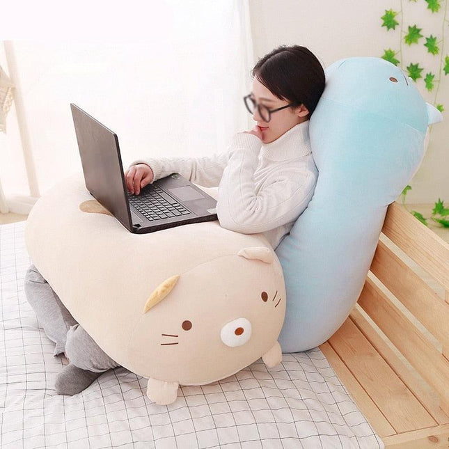 Charming Japanese Anime Furry Cat Plush Cushion - Cozy and Whimsical Decor