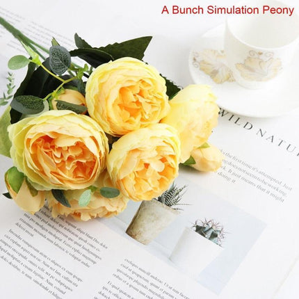 Lifelike Faux Peony Bouquet - 30cm, 7 Vibrant Colors
