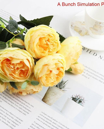 Lifelike Faux Peony Bouquet - 30cm, 7 Vibrant Colors