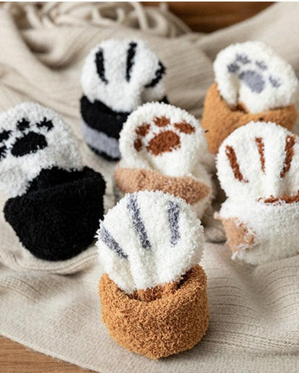 Adorable Furry Paws Women's Fleece Socks - Snuggly and Charming for Cozy Feet